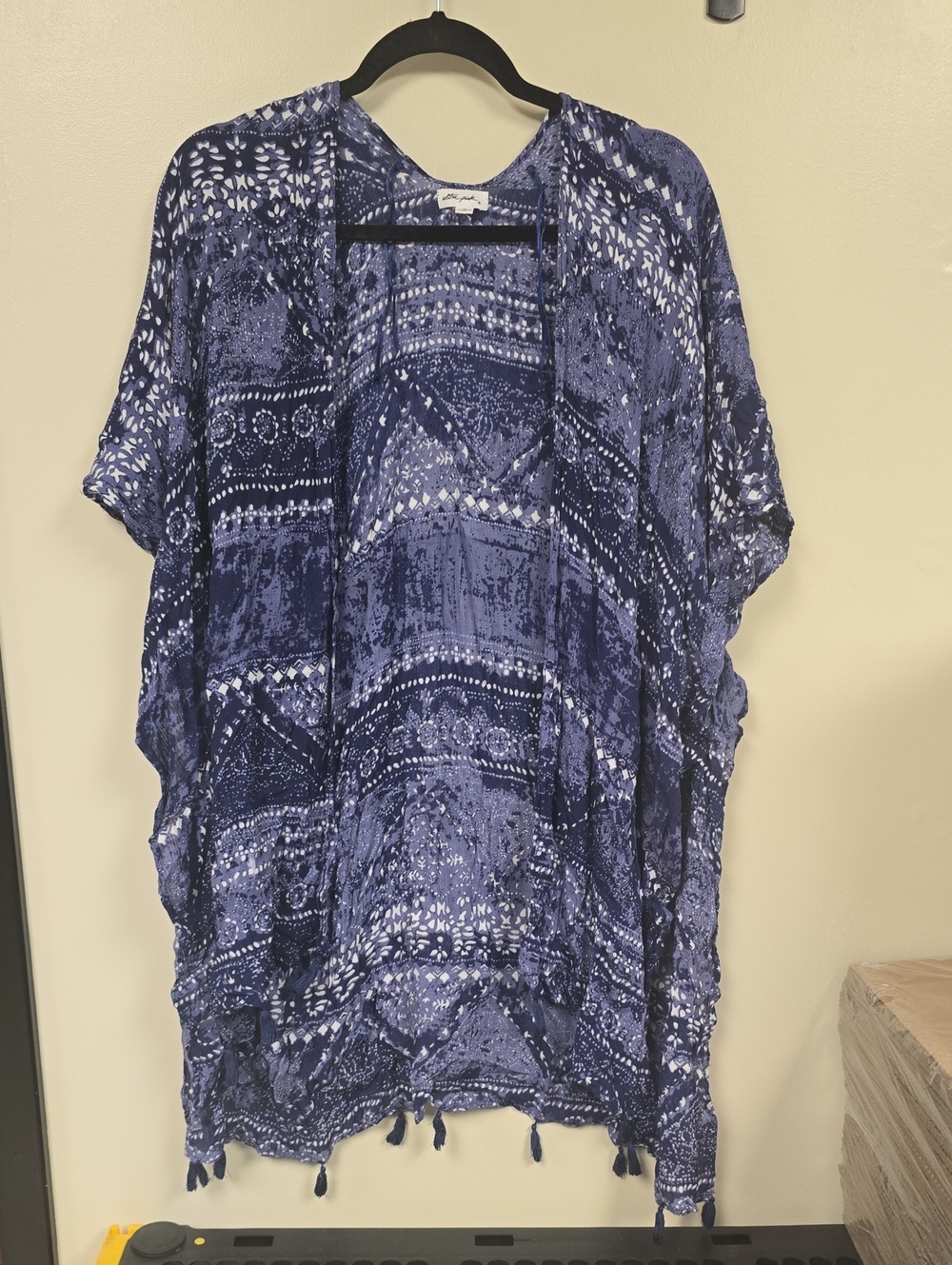 Ultra Pink Navy & White Patterned Kimono Tunic